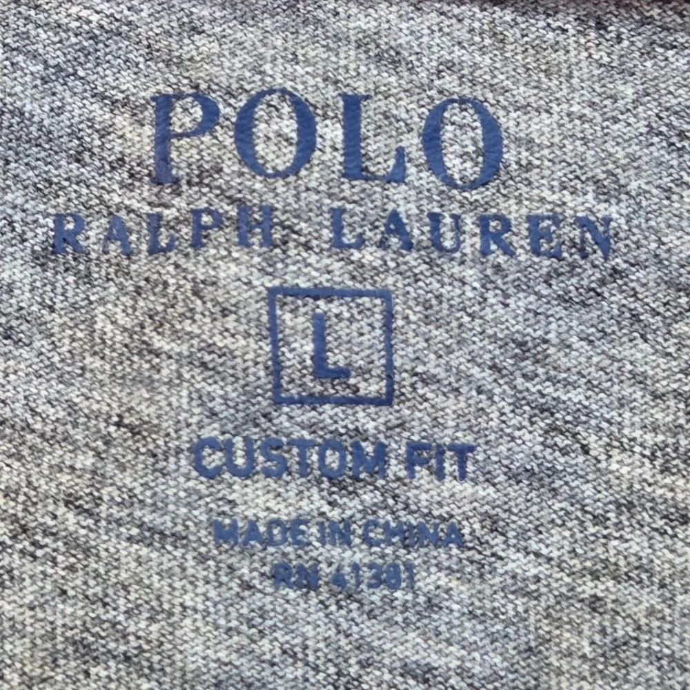 Polo Ralph Lauren T-Shirt Mens L Custom Fit Long Sleeve Pony Logo Heather Gray
